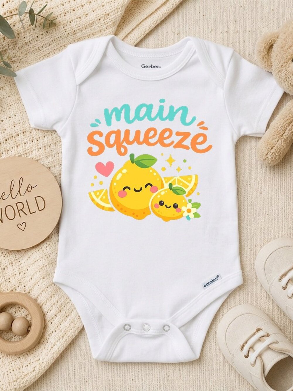 Main Squeeze Lemon Vintage Summer Baby Gift ONESIE®